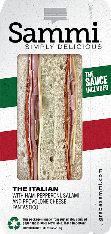Standalone image of the Sammi Italian Sandwich with ham, pepperoni, salami, and provolone cheese