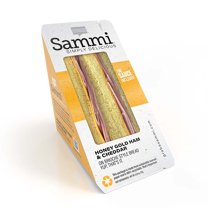 Standalone image of the Sammi, Honey Gold Ham & Cheddar I'm brioche style bread