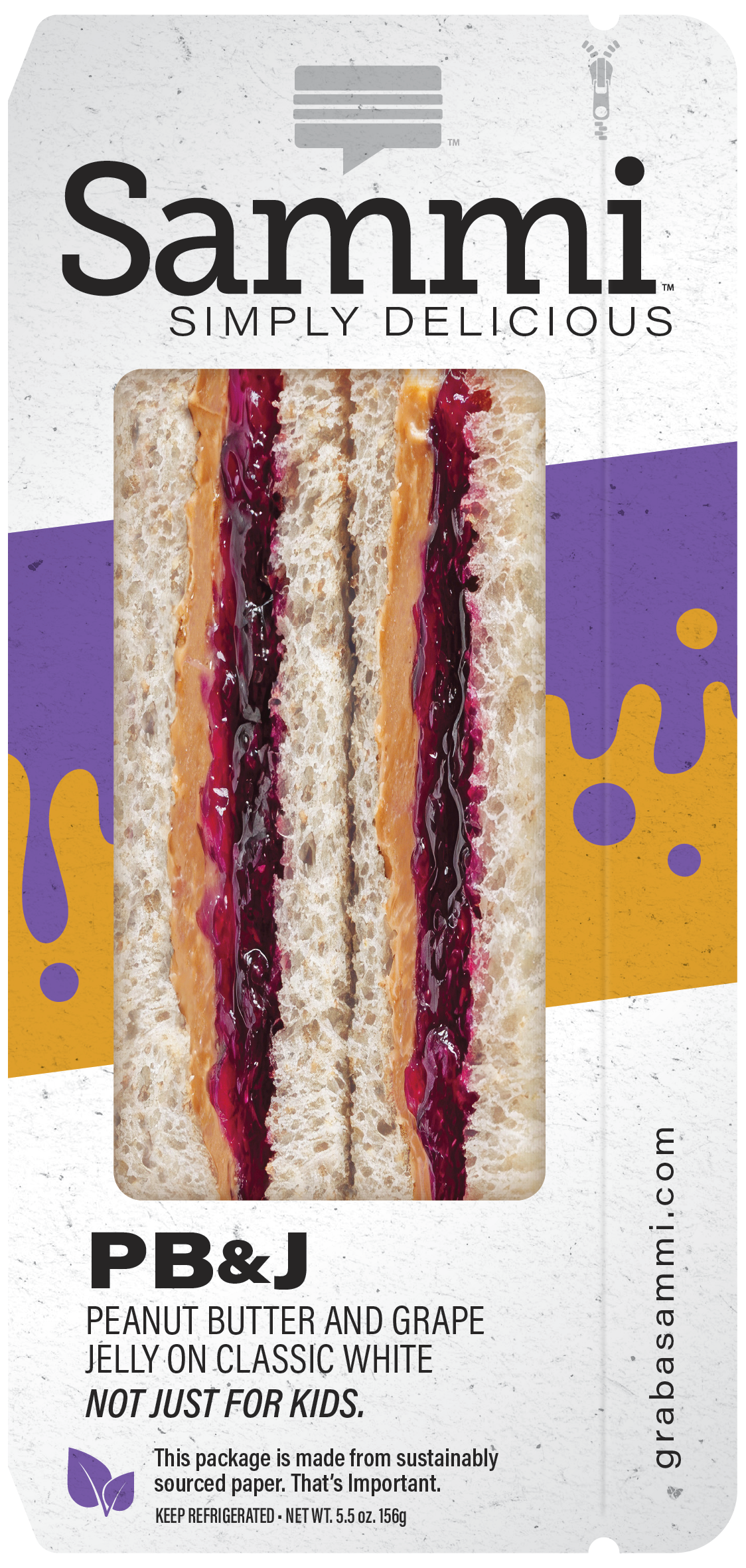 Standalone image of the Sammi, PB&J on Classic White